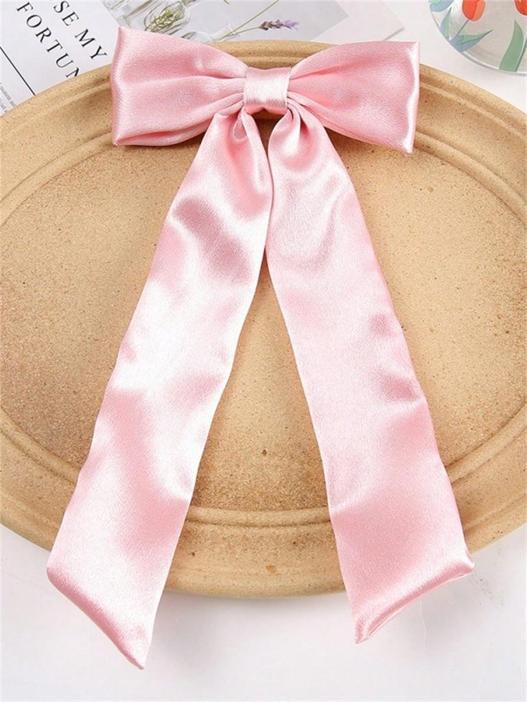 1 Piece of Women's Solid Color Fabric Bow Streamer Duck Clip Back of Head Half Tie Hair Clip Daily Commuter Hair Accessories
