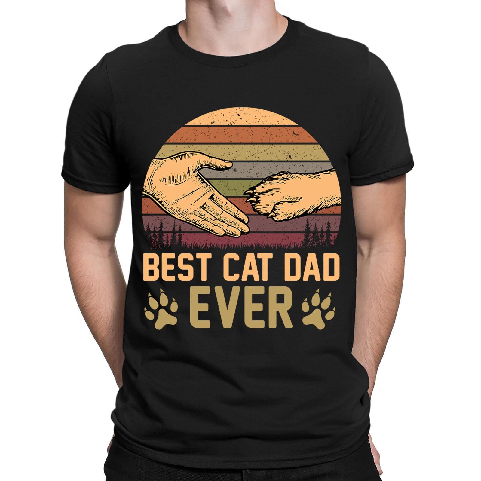 Best Cat Dad Ever Fathers Day Daddy Gift Funny Novelty Mens T-Shirts Tee Top#DNE 4XL