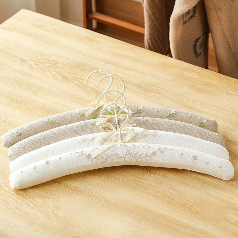 1Pc Embroidered Clothes Hanger Full Dress Wedding Clothes Hanger Photo Props Embroidery Pattern Creative Bow Ribbon Fabric