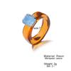 Modische Dopamin-Farbe Transparente Harz-Einfache Kreis-Einlage Imitation Edelstein Quadratische Ringe für Damen Schmuck Accessoires Geschenke