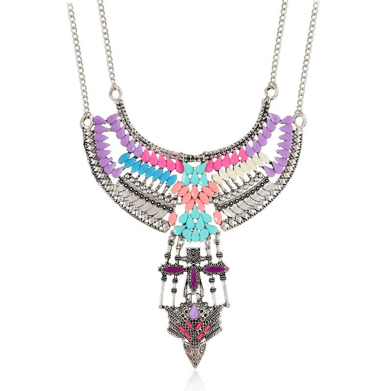 Bohemian Geometric Retro Necklace With Alloy Finish For Unisex Travel Gift