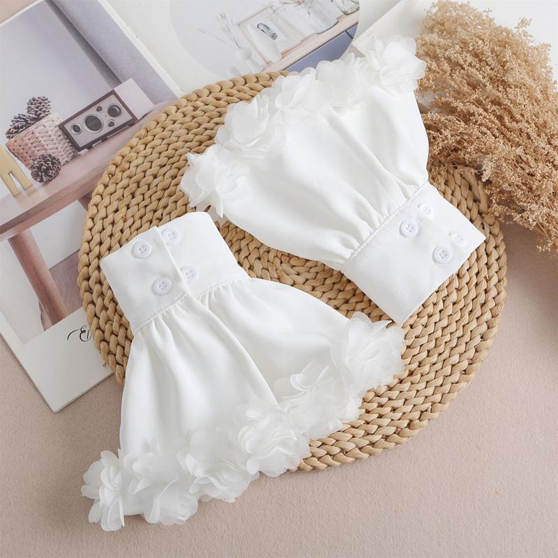 Girl's Fairy Flower Decorative Fake Sleeves Elegant Flared Ruffled False Cuff Women Elegant Sweater Decorative Arm Covers
