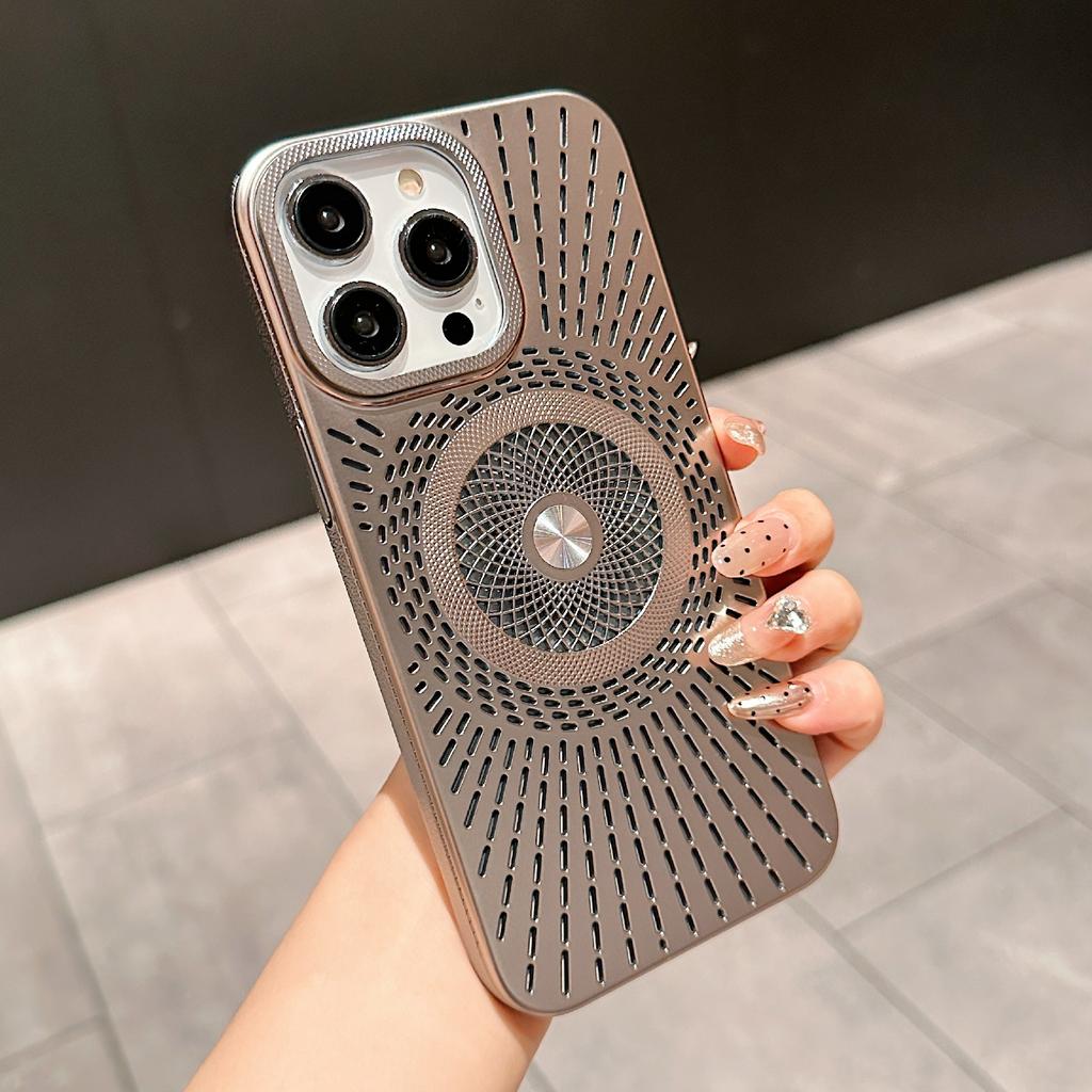 For iPhone 16 Pro Max Case Compatible with MagSafe Heat Dissipation Electroplating PC Phone Cover