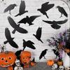 Runtowo 12 sztuk Halloweenowa Czarna Wrona Ozdoba Wisząca, Wiszący Wisiorek DIY, Domowa Dekoracja Halloweenowa Atmosfera Grozy