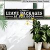 [Vintage Aluminum Sign] 2D Flat Vintage Metallic "Please Leave Packages At The Side Door" Sign - Rustic Wall Decoration, 15.7×3.94inch, Black with