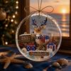 Christmas Tree Hanging Ornaments 250 Anniversary USA Sea Glass Ornament, 1776-2026 Patriotic Faux Crystal Xmas Accessory Clear Keepsake, 2D