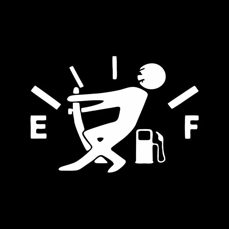 13*9CM Interesting Car Interior Sticker 1 Fun Car Sticker Pull The Fuel Tank Pointer To The Full Reflective Vinyl Car Sticker