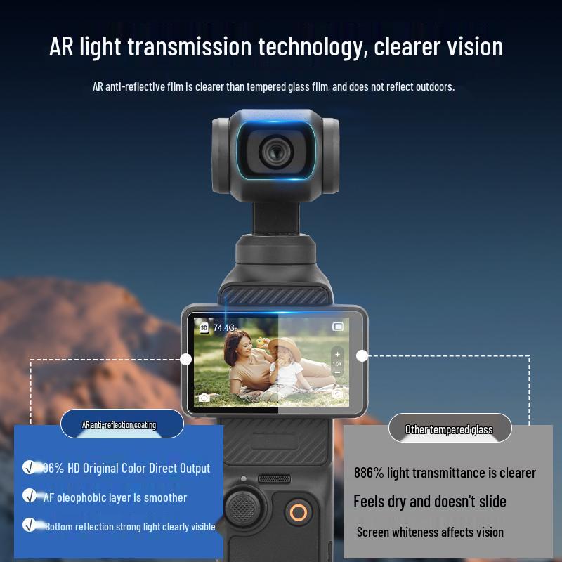Accessori Pellicola Vetro Temperato Schermo Anti-Riflesso e Fotocamera DJI Osmo Pocket3 AR
