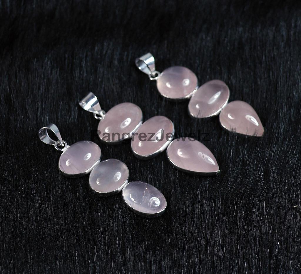 Natural Pink Rose Quartz Gemstone Pendant Bulk Wholesale Bezel Pendant Necklace Healing Crystal Jewelry Boho Pendant Necklace