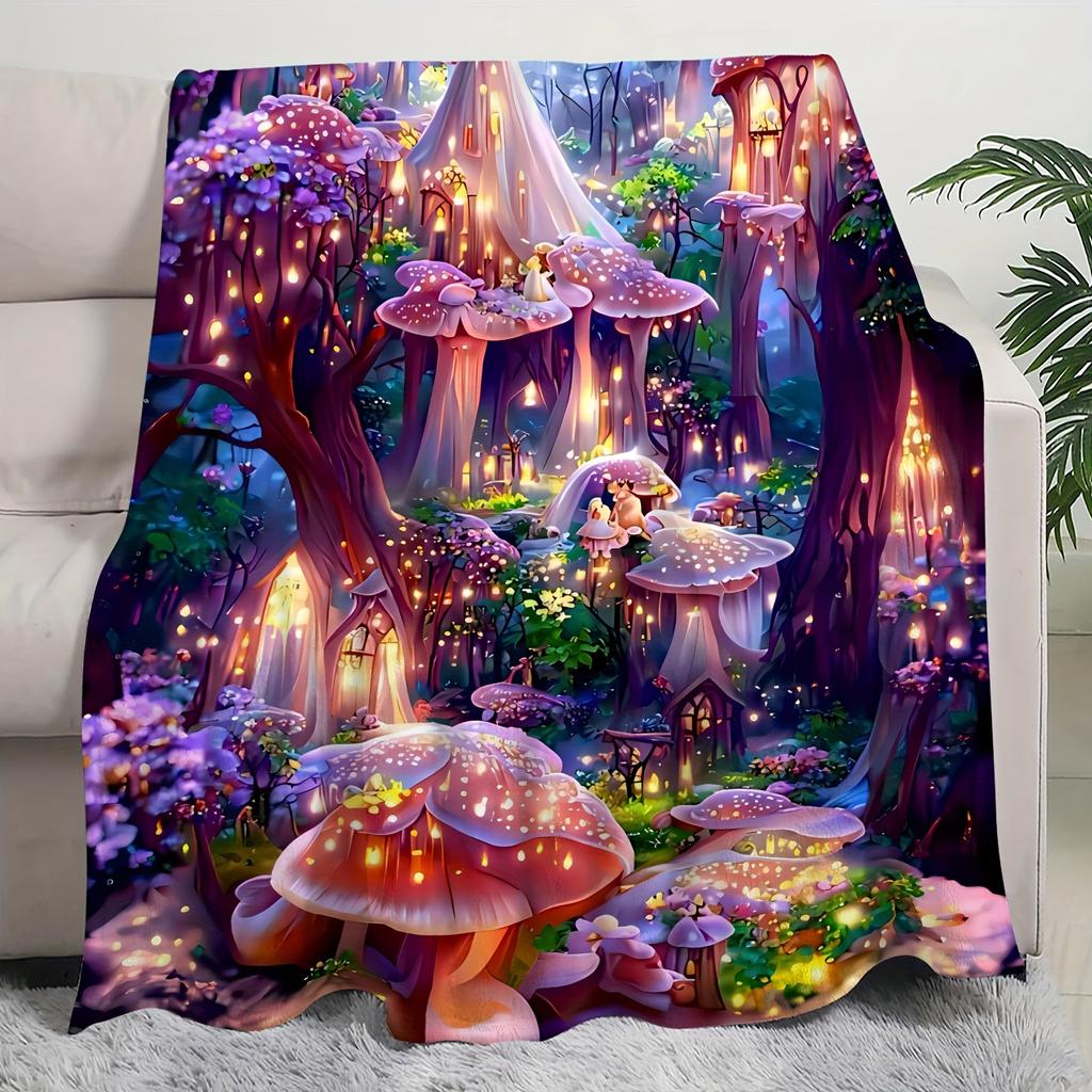 1pc dream castle picture fairy forest print blanket blanket throw blanket air conditioning blanket gift gift