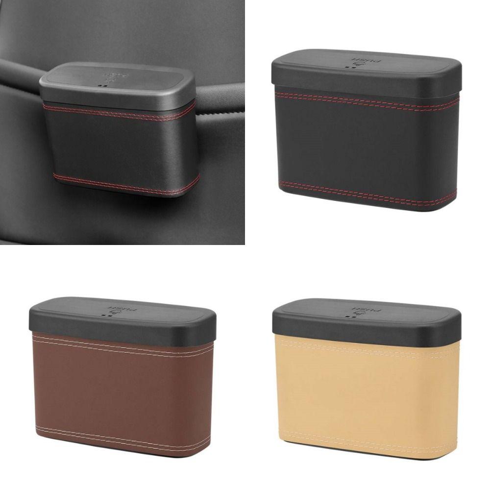 Multi-functional Car Press-down Storage Box PU Leather Hanging Storage Bin  for Wet and Dry Use