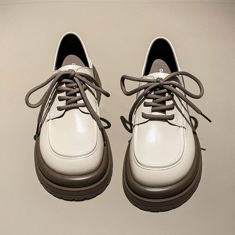 

Новые Самые продаваемые Женские Лоферы Толстая подошва Одинарная обувь Универсальная Обувь на весну и осень 40 бежевый