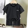 Children's Clothing Boy Striped Short Sleeved T-shirt+shorts Set