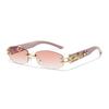 Retro frameless rectangular metal avant-garde fashionable sunglasses pentagram YK technology cool sunglasses