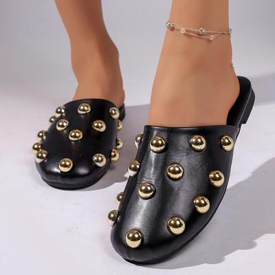 2026 Summer Metal Rivet Comfortable Soft Sole Closed-Toe Mules