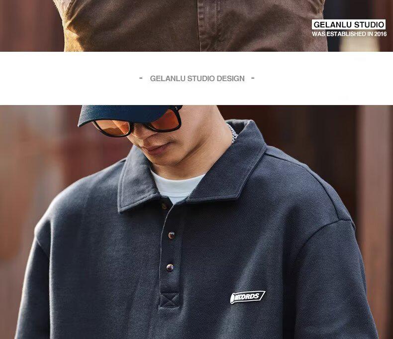 2025 Spring/Autumn Korean Style Trendy Polo Collar Hoodie: Youthful Men's Fashion, Loose Fit, Casual Long Sleeve Top