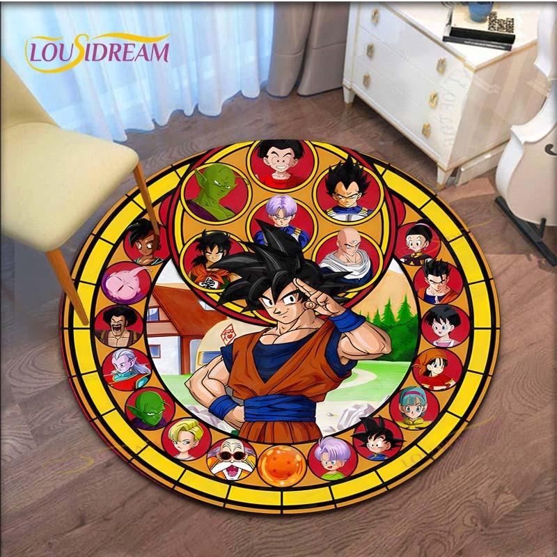 GOKU Carpet Cartoon Dragon Ball Non-slip Floormat Area Rug Round Play Mat for Playroom Kidsroom  Rugs for Bedroom