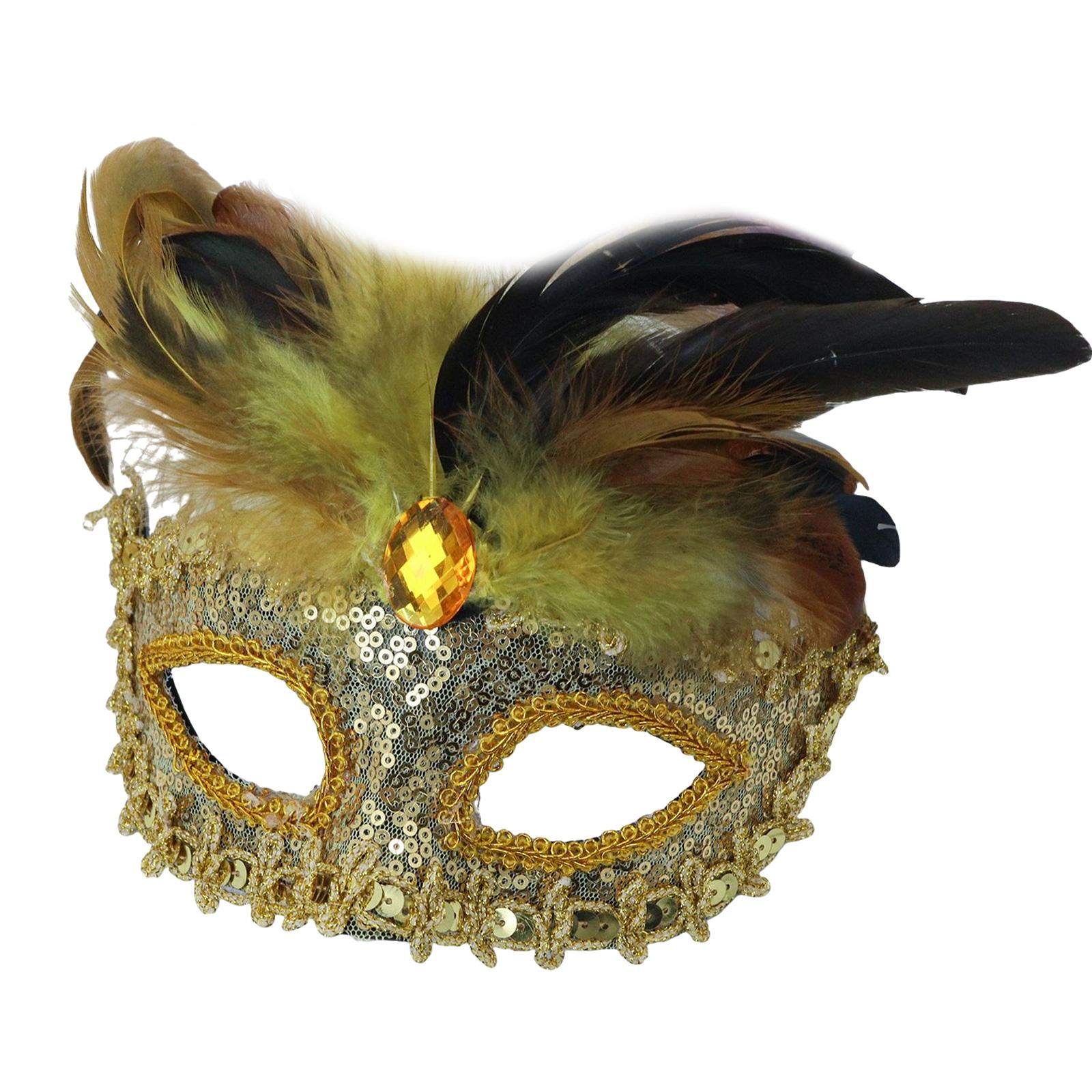 Sequins Masquerade Mask Feathered Mask Halloween Party Eye Mask for Women Wedding Party Masquerade Decoration Mask H