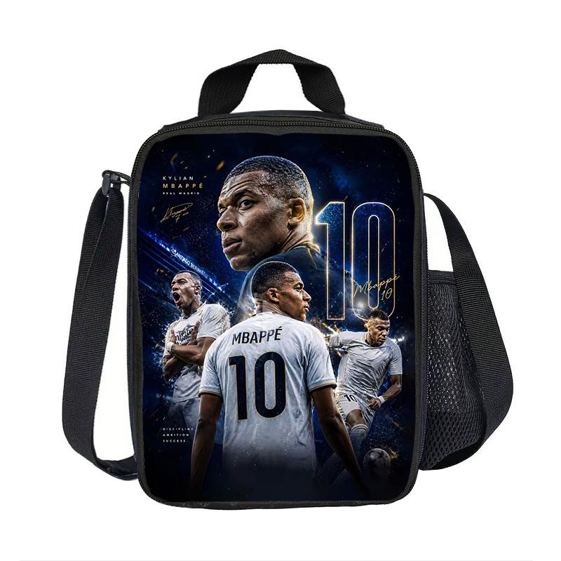 Sport Voedselopbergzakken Voetbalster Geïsoleerde Lunchtassen M-Mbappe Thermische Tas Lunchcontainer Lekvrije Draagtas Lunchbox