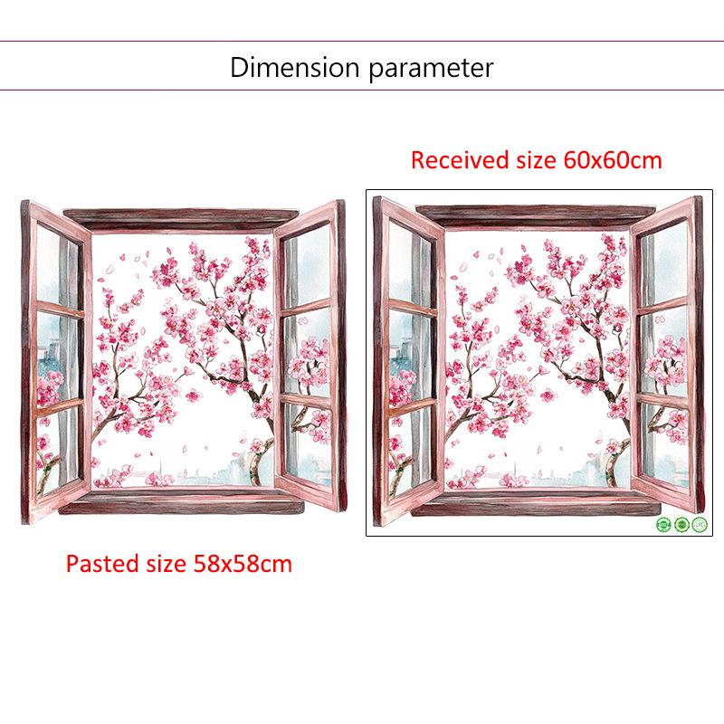 3D Fake Window Wall Sticker Self Adhesive Window Sill Flower Butterfly Decal for Living Room Bedroom Decoration Home Decor