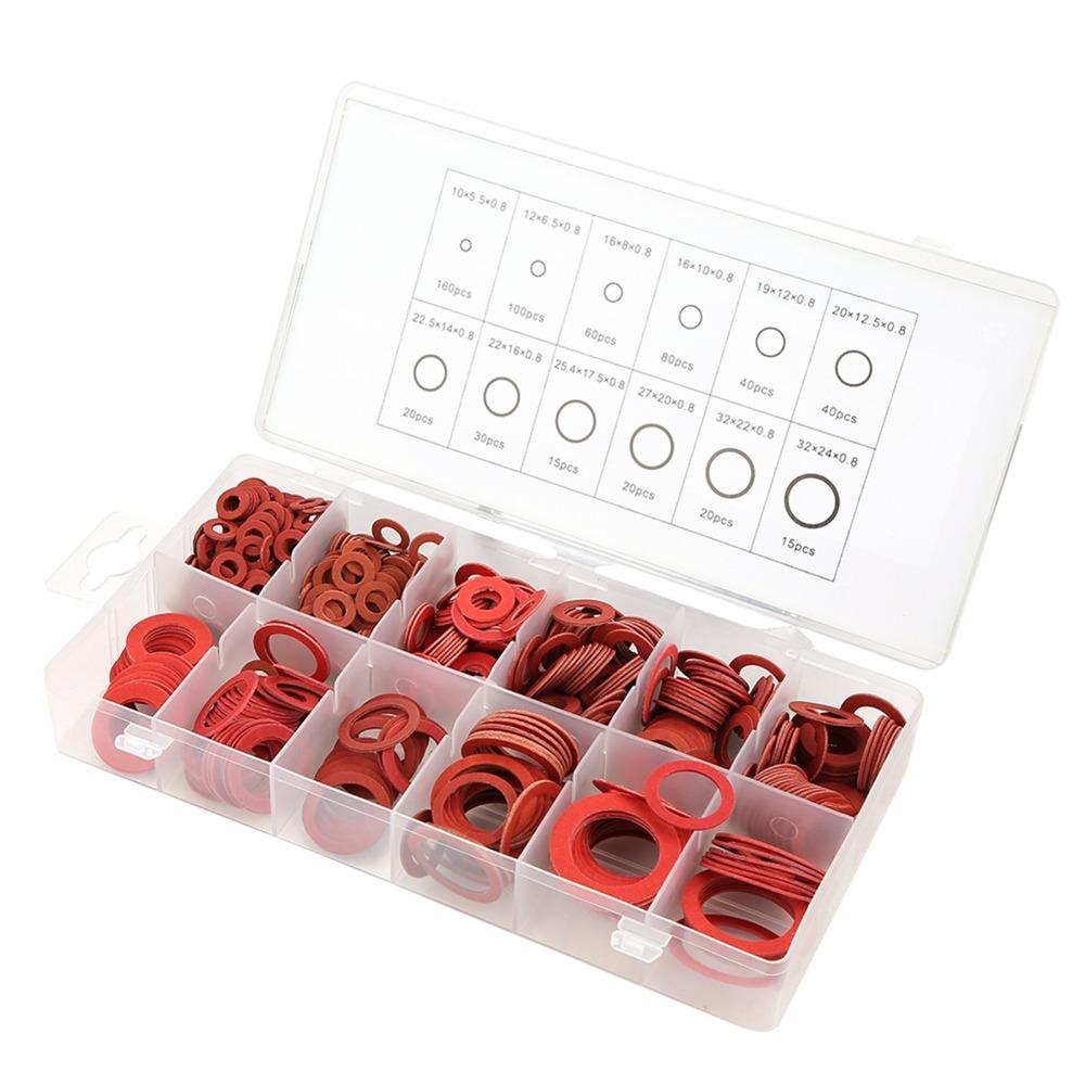 600 PCS 12 Different Sizes Fiber Flat Washers Kit With Plastic Storage Box Insulation Washer Assortment