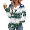 Women's Fashion Casual V-neck Pleated Christmas Long Sleeve Top