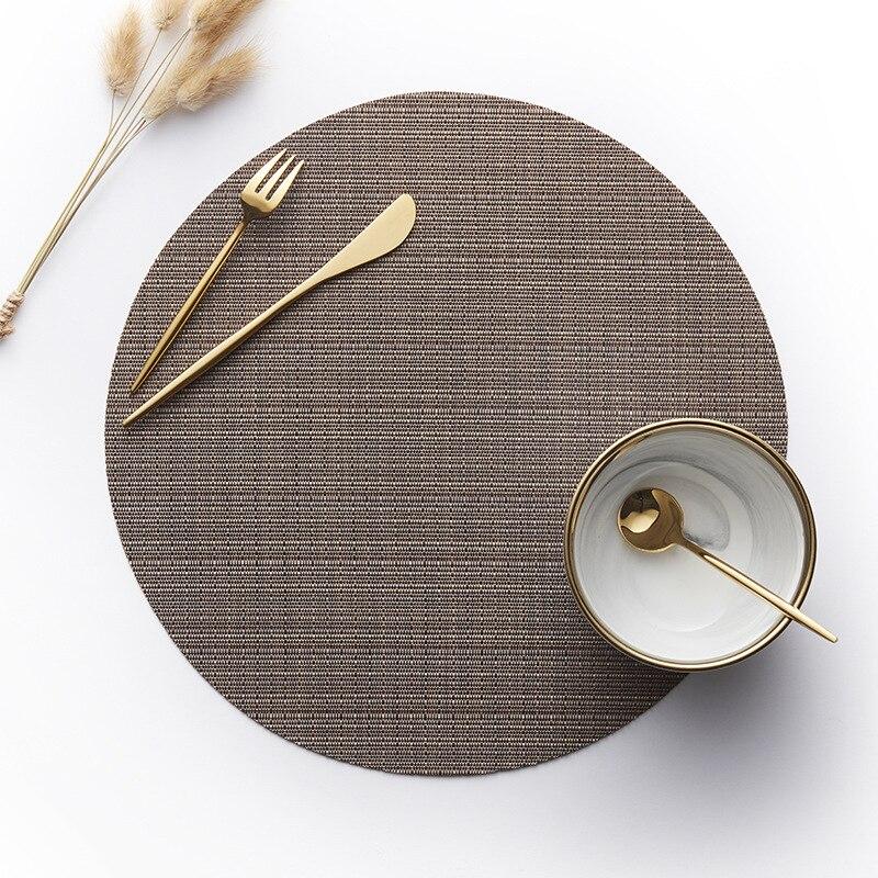 4Pcs Non-Slip Round PVC Placemats Heat Insulation Mat Western Nordic Style Dinner Mats Table Mat for Home Hotel Restaurant Decor
