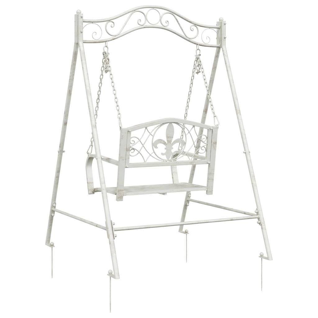 Swing Bench Steel 113 x 121.5 x 168 cm Antique White