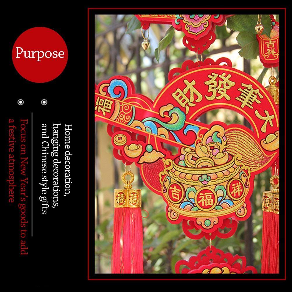 Red New Year Gold Hanging Ornament Chinese knot Felt Fruit Lucky Bag Pendant Fu character Luck Spring Festival Decoration