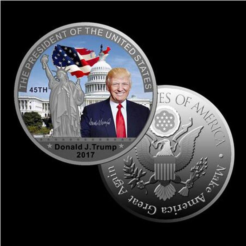 1Pcs Coin American 45th President Donald Trump Coin US White House The Statue of Liberty Silve