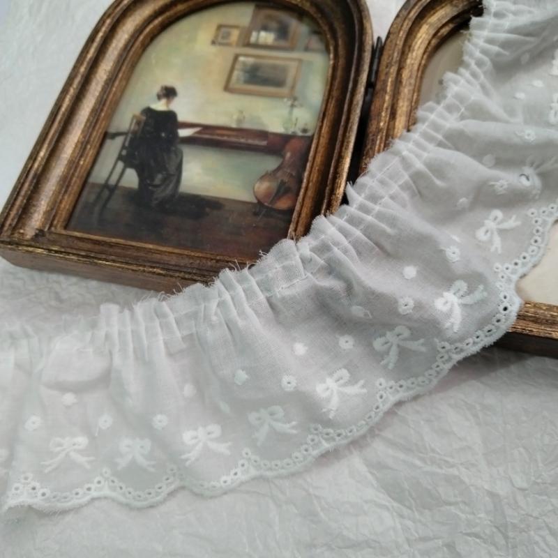 Многоцветная вышитая хлопковая плиссированная кружевная тесьма для DIY воротников, детской одежды, сумок, штор, юбок и домашнего декора.