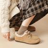 Winter Shoes Women Round Toe Flats Female Footwear Loafers Fur Casual Sneaker Autumn Lace Up Dress Moccasin Suede Cotton Shoes