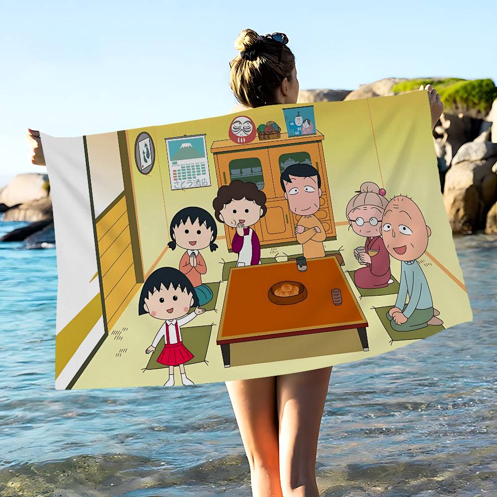 Catoon C-Chibi Maruko Chan Anime Beach Swimming Towel Soft Absorbent Washcloth Children's Gifts for Kids Travel Camping Gym