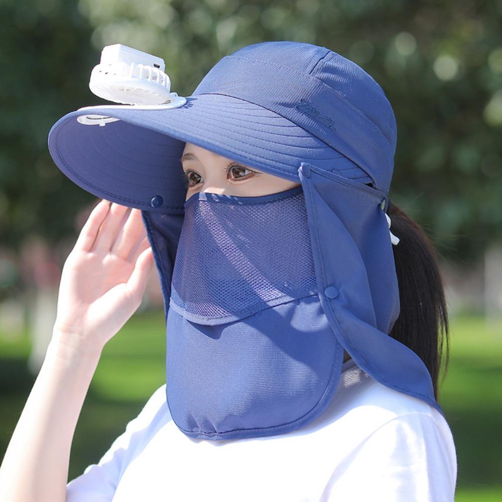 Hut mit breiter Krempe zum Teepflücken, atmungsaktiver Sonnenschutzhut, tragbare Gesichtsmaske, Herren Damen