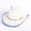 Popular European and American fashion hollow woven hat straw hat men's and women's classic outdoor western denim straw hat