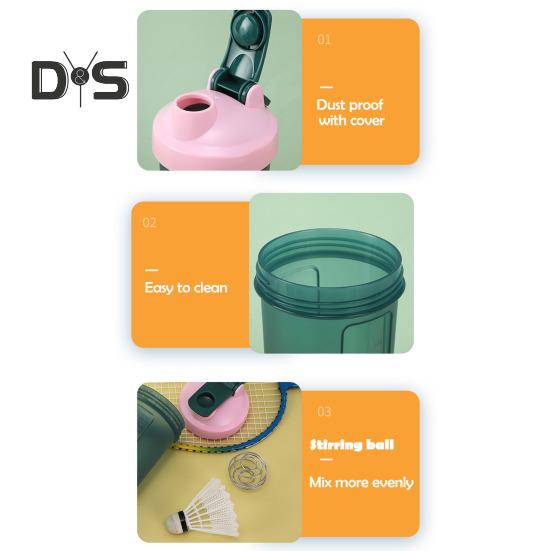 Protein Shaker with Blender Ball 600ml Portable Wide Mouth Shaker Cup for Easy Mixing Whey Protein Shaker Bottle for Shakes Supplements