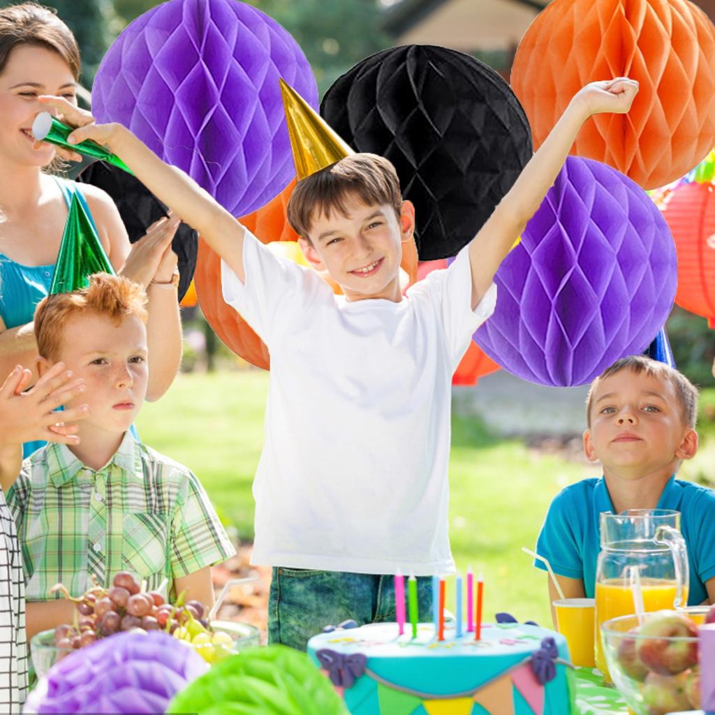 Papierbasteln Wabenball Hängende Partydekoration Schwarz Orange Lila Wabe