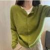 Korean Style Women's Round Neck Wool Cardigan - Autumn/Winter Short Loose Knit Jacket