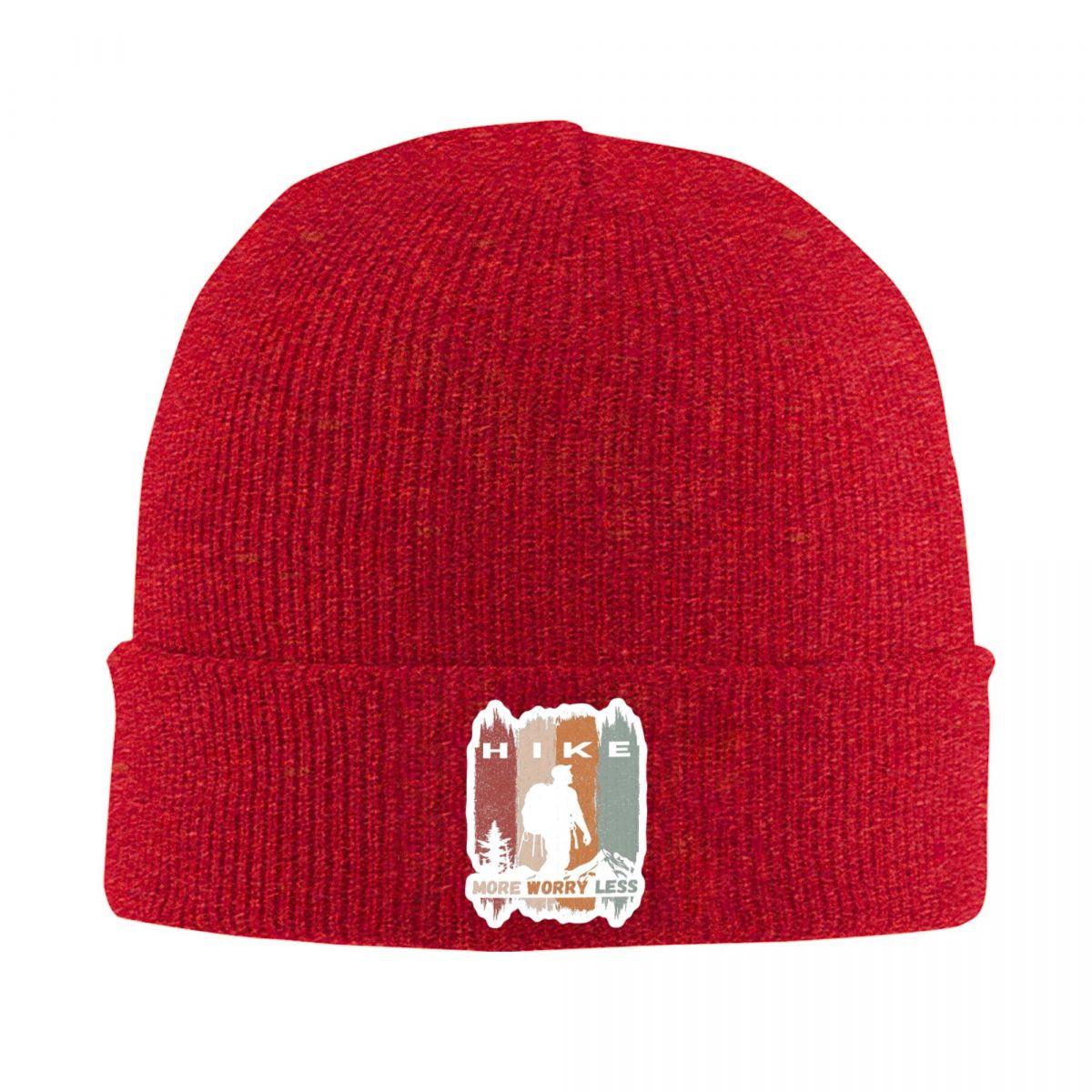 

Hiker Hike More Worry Less Warm Knitted Cap Fashion Bonnet Hat Autumn Winter Outdoor Beanies Hats for Men Women Adult One Size