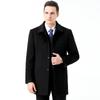Middle-aged and elderly mink fur removable lining coat long lapel mink fur collar cashmere wool woolen long coat for men