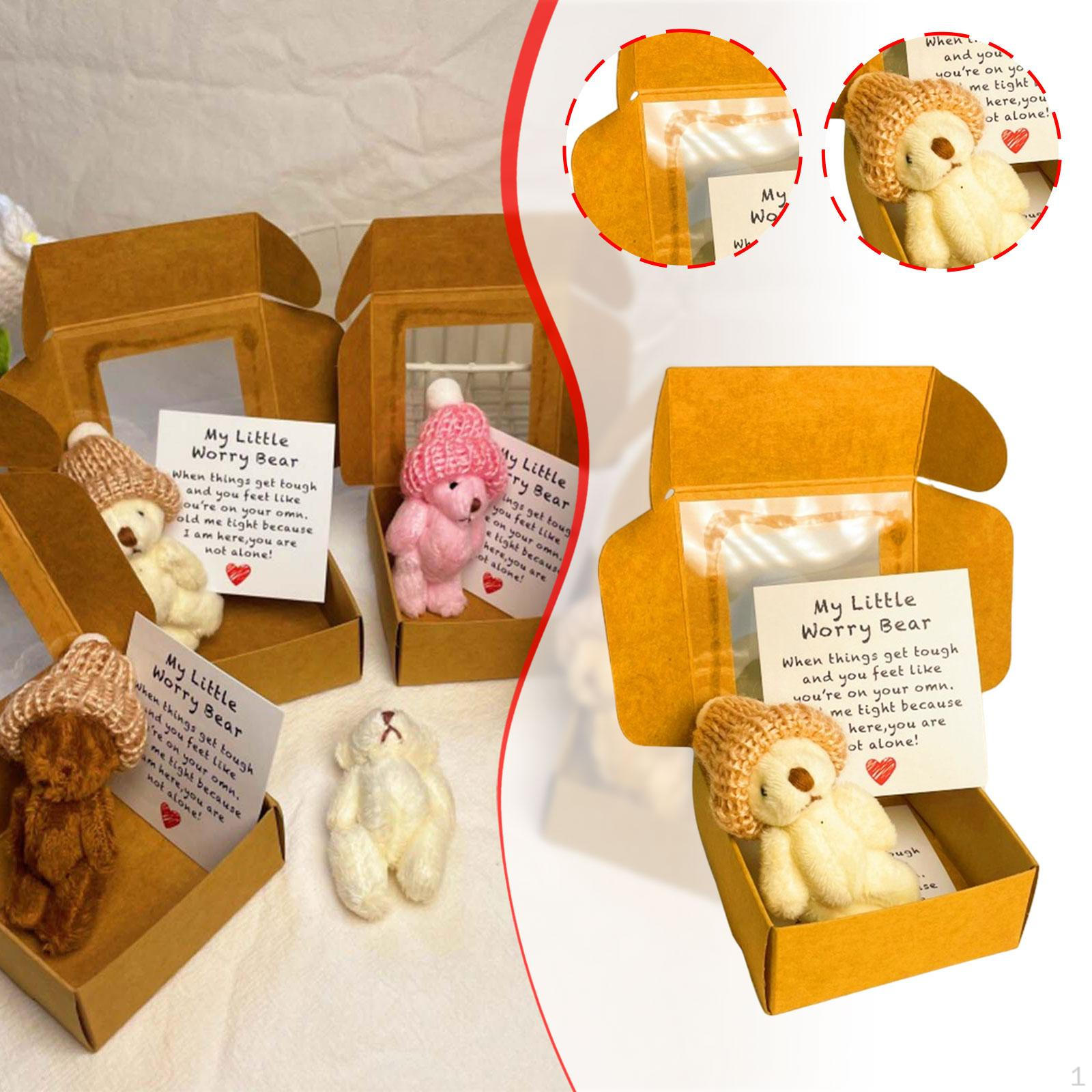 

Small Bear with Inspirational Card, Mini Toy for Gifting белый