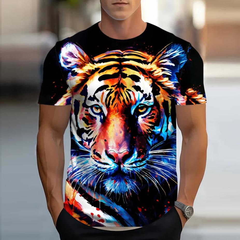Golden Lion King 3D Printed Men's T-shirt Summer Animal T-shirt