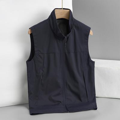 Outdoor Spring and Autumn Multi-pocket Sports Vest Men's Loose Hiking Vest Jacket Cardigan Stand Collar Waistcoat
