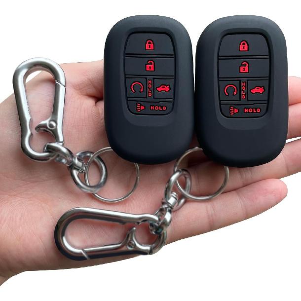 

Чехол для брелока TANDRIVE для (5 кнопок) Honda 2026 2025-2022 Civic Accord CR-V HR-V Pilot и 2026 Passport, Силикон, 2 шт., Черный Black With Red Button