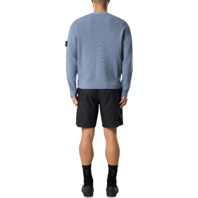 Stone Island Badge V-Neck Loose Fit Single-Breasted Long Sleeve Knit Sweater Men sweater L1S155100009S00D8-V0024
