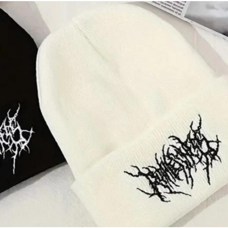 Warme Damen- und Herren-Wintermützen Gothic Street Punk Gestrickt Modisch Warm Ausgehen Winddicht Trendiges Design Einfarbig