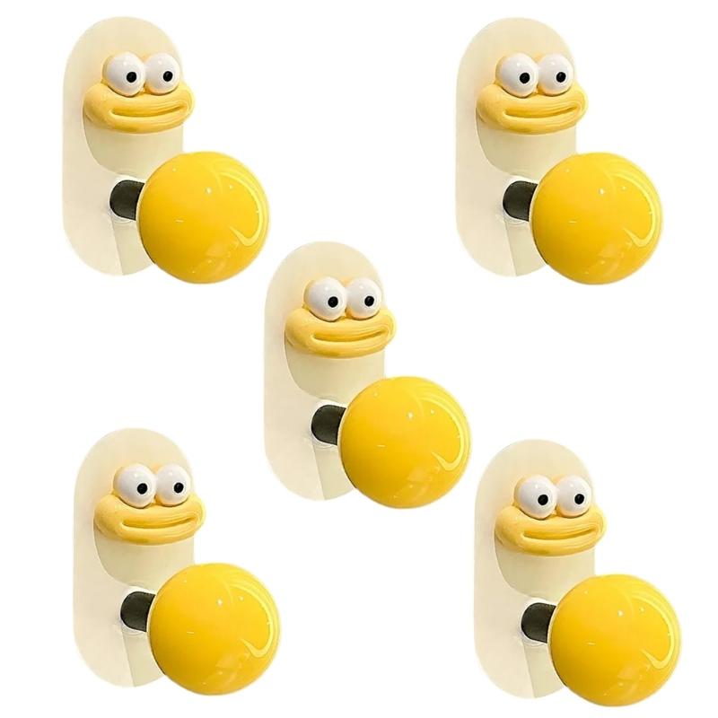 

5pcs Plastic Bathroom Hooks for Towels and Accessories Clothes Hangers with Strong Load Capacity Plastic Hanging Hook жовтий