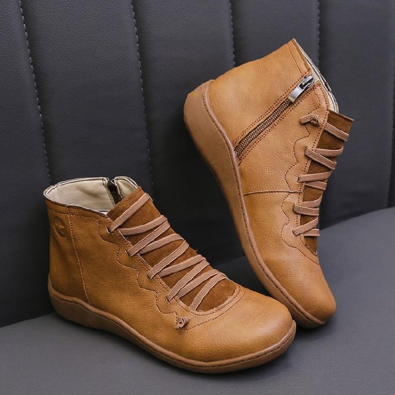 Short Leather Shoes, Women's Plus-size Ankle Boots, Retro Style