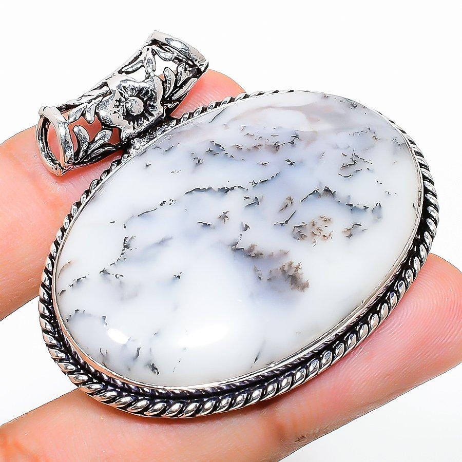 

Этническая ювелирная подвеска ручной работы с дендритом и опалом, 1,65 дюйма, VR-1372