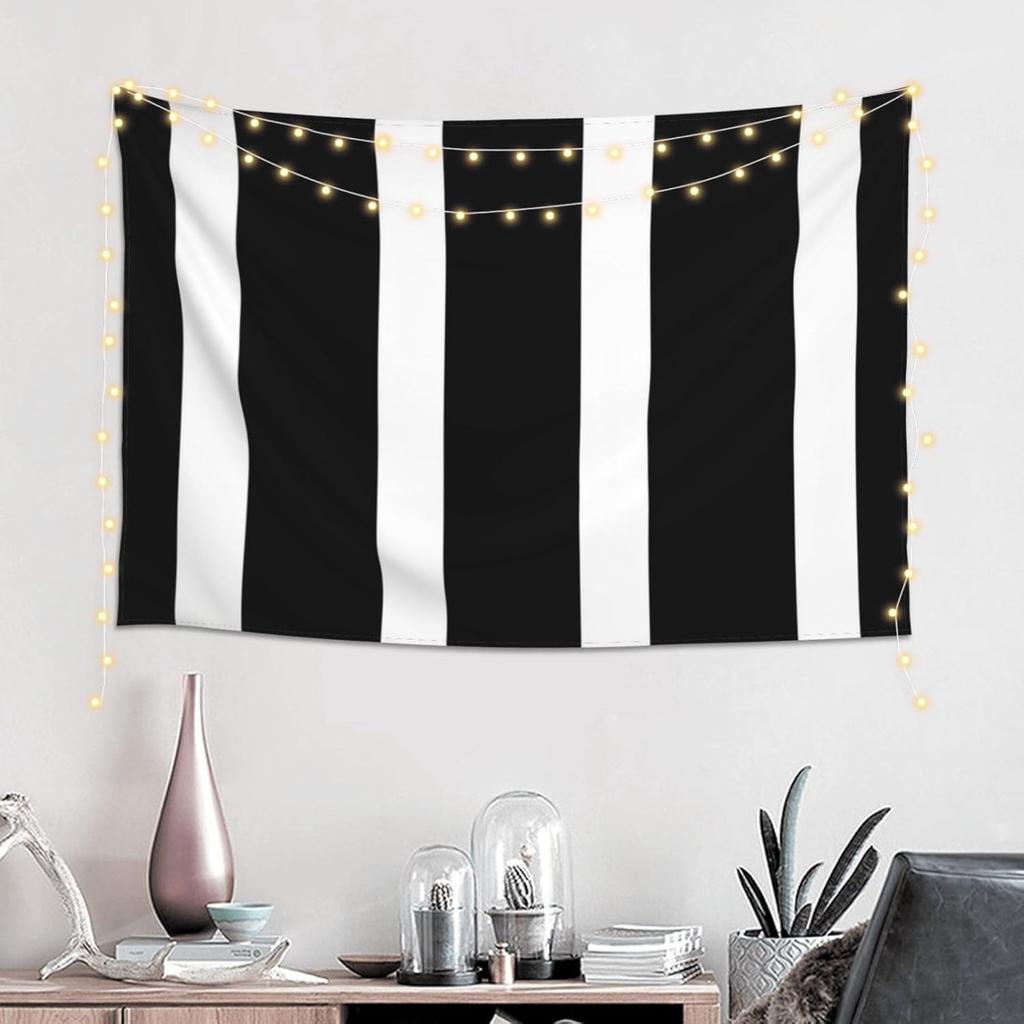 Stripes Black White Tapestry Wall Hanging, Peach Velvet Wall Tapestry No Damage Backdrop Poster Wall Art For Bedroom Living Room